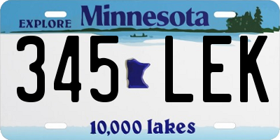 MN license plate 345LEK
