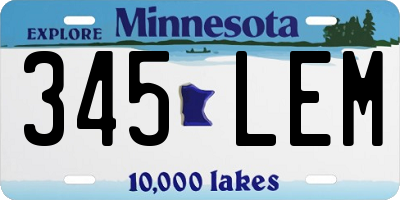 MN license plate 345LEM