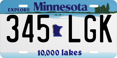 MN license plate 345LGK