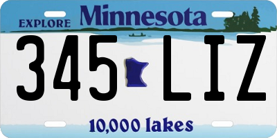 MN license plate 345LIZ