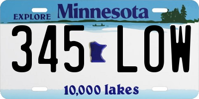 MN license plate 345LOW