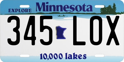MN license plate 345LOX