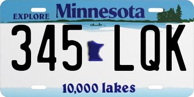 MN license plate 345LQK