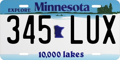 MN license plate 345LUX