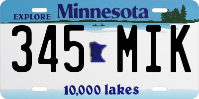 MN license plate 345MIK