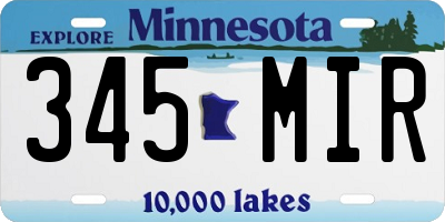 MN license plate 345MIR