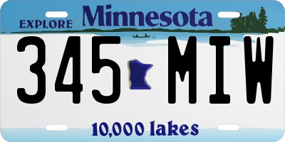 MN license plate 345MIW