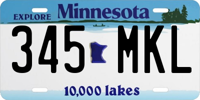MN license plate 345MKL