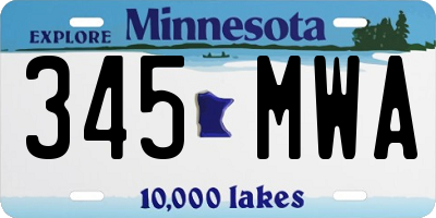 MN license plate 345MWA