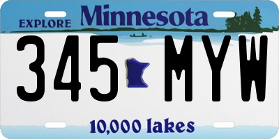 MN license plate 345MYW