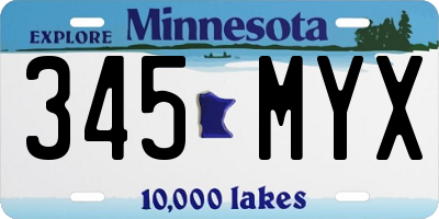 MN license plate 345MYX