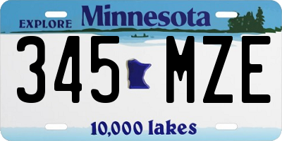 MN license plate 345MZE