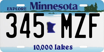 MN license plate 345MZF