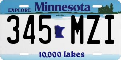 MN license plate 345MZI