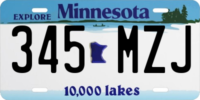 MN license plate 345MZJ