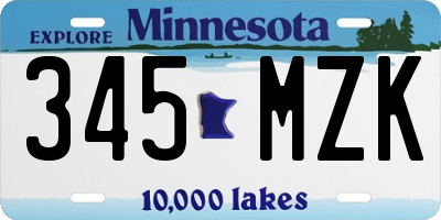 MN license plate 345MZK