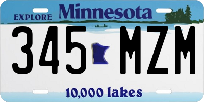 MN license plate 345MZM