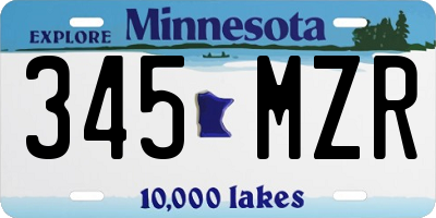 MN license plate 345MZR
