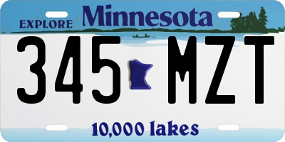 MN license plate 345MZT