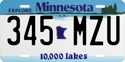MN license plate 345MZU