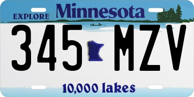 MN license plate 345MZV
