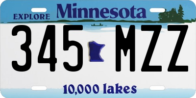 MN license plate 345MZZ