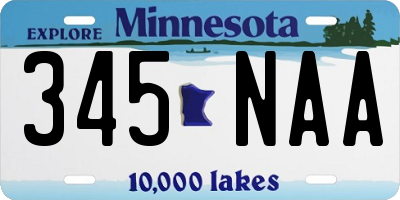 MN license plate 345NAA