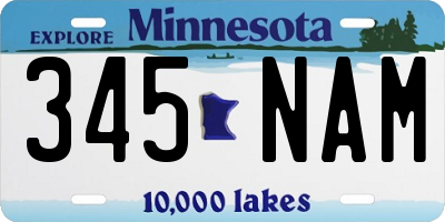 MN license plate 345NAM