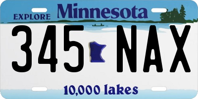 MN license plate 345NAX
