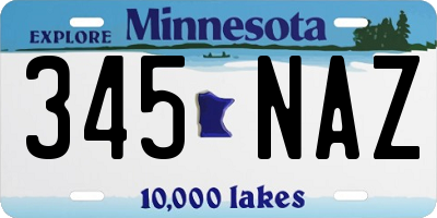 MN license plate 345NAZ