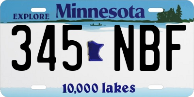 MN license plate 345NBF