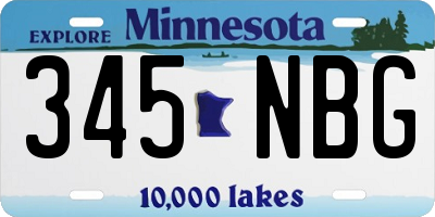 MN license plate 345NBG