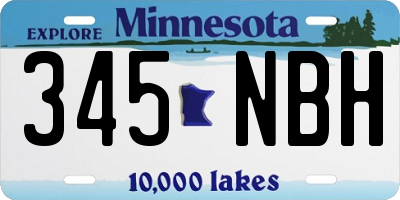 MN license plate 345NBH