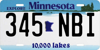 MN license plate 345NBI