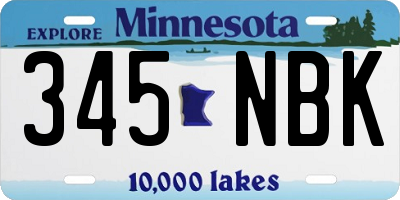 MN license plate 345NBK