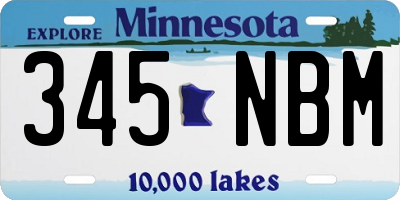 MN license plate 345NBM