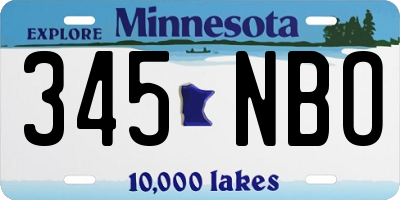 MN license plate 345NBO