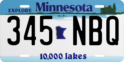 MN license plate 345NBQ
