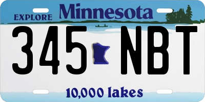 MN license plate 345NBT