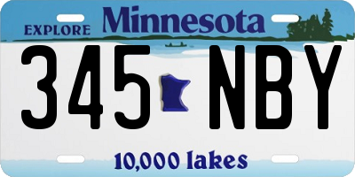 MN license plate 345NBY