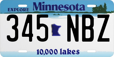 MN license plate 345NBZ