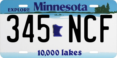 MN license plate 345NCF