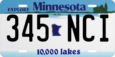 MN license plate 345NCI