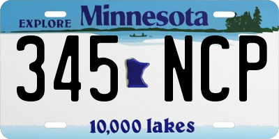 MN license plate 345NCP