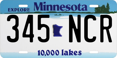 MN license plate 345NCR