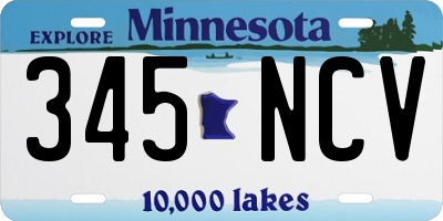 MN license plate 345NCV