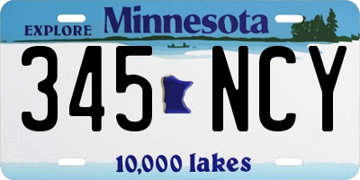 MN license plate 345NCY