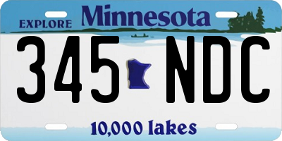 MN license plate 345NDC