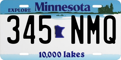 MN license plate 345NMQ