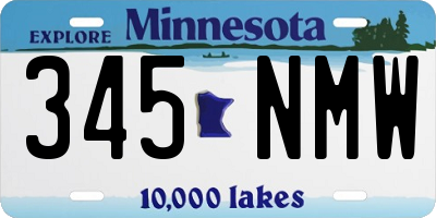 MN license plate 345NMW